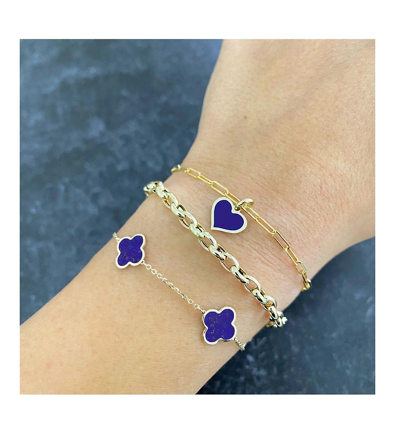 The Lovery Small Lapis Clover Bracelet 14K Gold