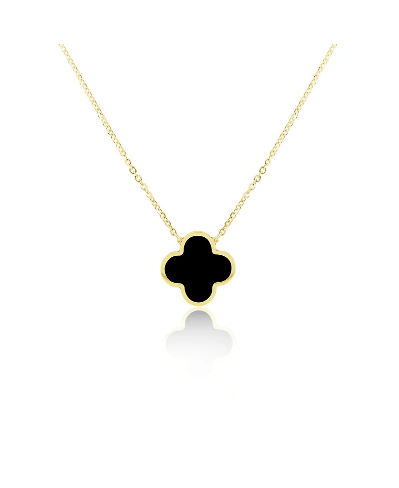 The Lovery Onyx Single Clover Necklace 14K Yellow Gold