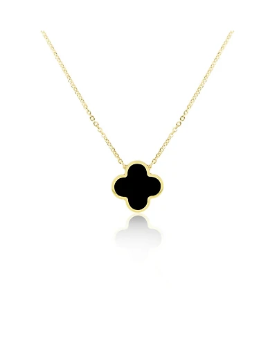 The Lovery Onyx Single Clover Necklace 14K Yellow Gold