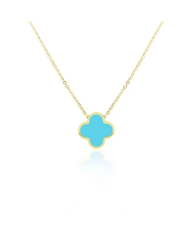The Lovery Extra Large Turquoise Single Clover Necklace 14K Gold