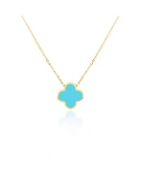 The Lovery Extra Large Turquoise Single Clover Necklace 14K Gold