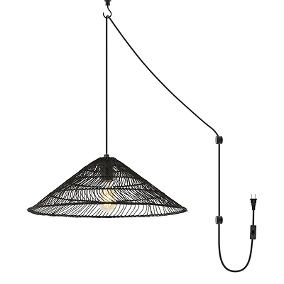 Nova Farmhouse Coastal Rattan Led Pendant Ceiling Light