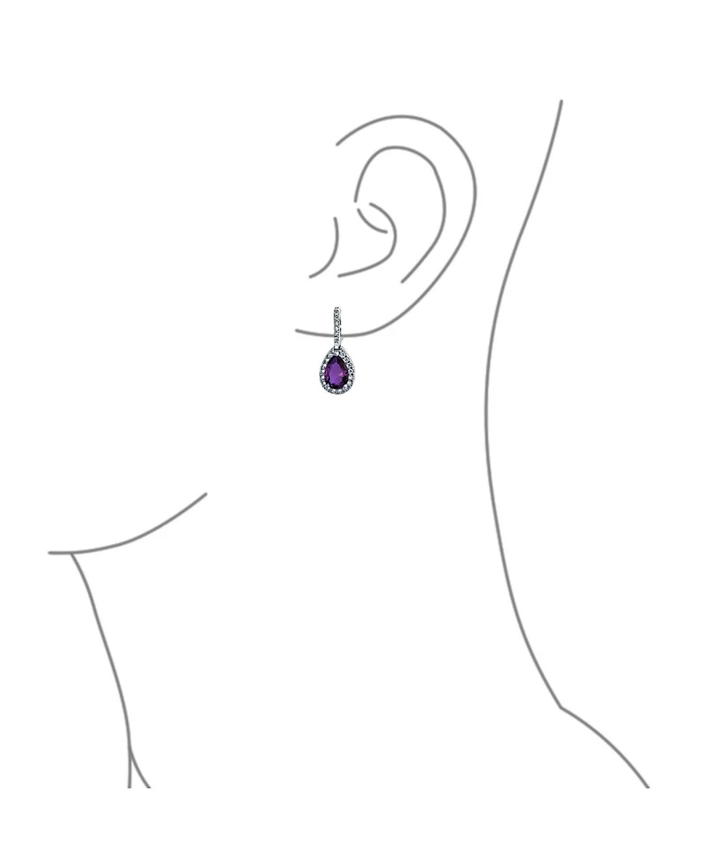 Bling Jewelry 7CT Style Halo Pink Cubic Zirconia Cz Formal Huggie Snap Hinge Dangle Drop Teardrop Earrings Rhodium Plated