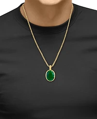 Effy Men's Dyed Jade Oval Cabochon 22" Pendant Necklace in Gold-Plated Silver