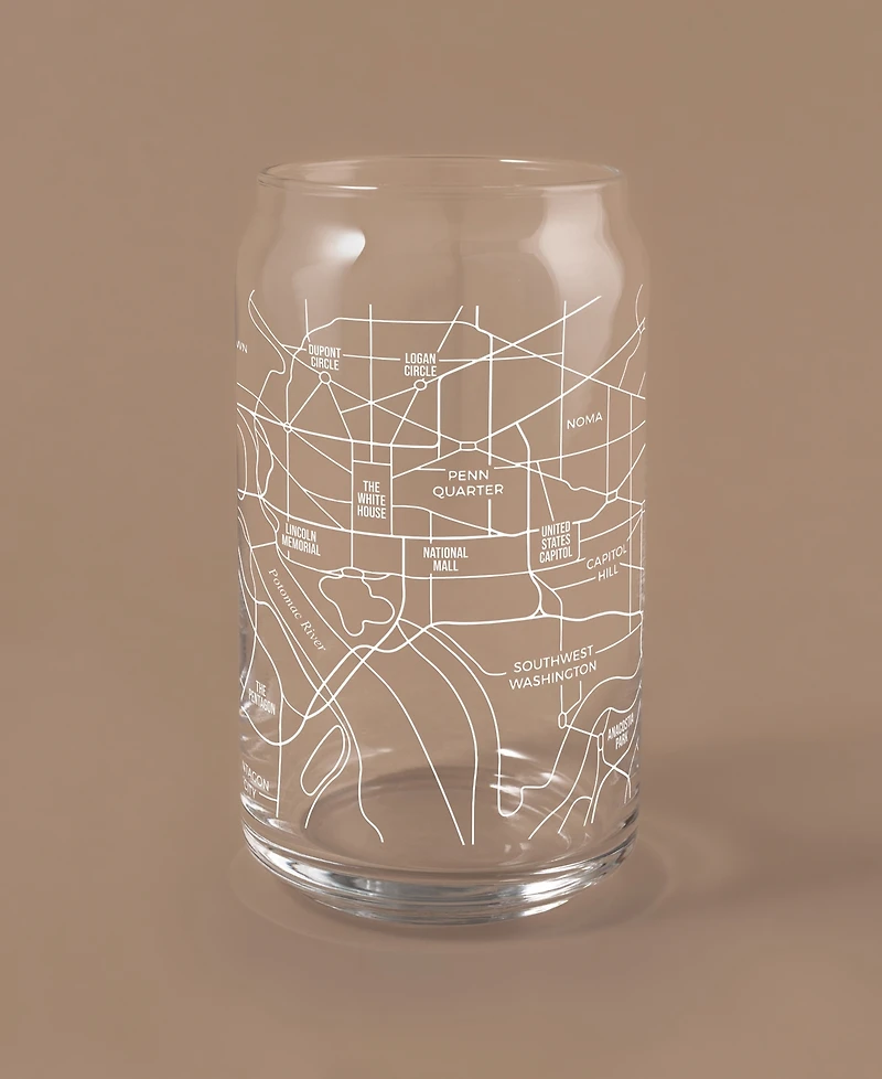 Narbo The Can Washington Dc Map 16 oz Everyday Glassware, Set of 2