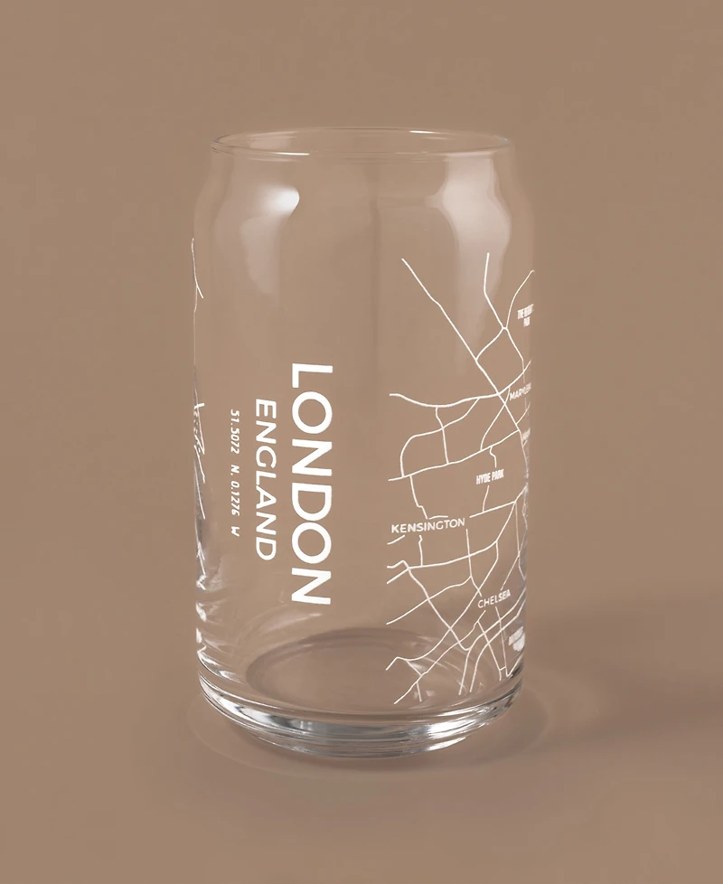 Narbo The Can London Map 16 oz Everyday Glassware, Set of 2
