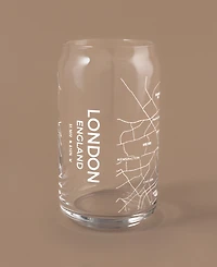 Narbo The Can London Map 16 oz Everyday Glassware, Set of 2