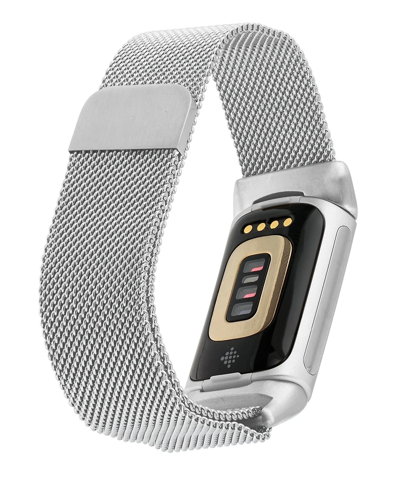 WITHit Silver-Tone Stainless Steel Mesh Band Compatible with Fitbit Charge 5 and 6