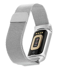 WITHit Silver-Tone Stainless Steel Mesh Band Compatible with Fitbit Charge 5 and 6