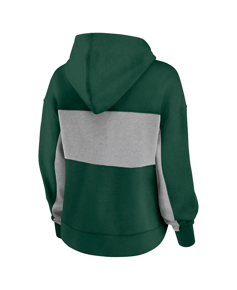 Women's Fanatics Green Oakland Athletics Filled Stat Sheet Pullover Hoodie