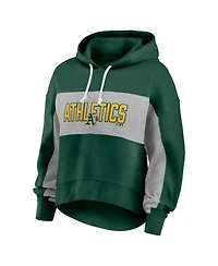 Women's Fanatics Green Oakland Athletics Filled Stat Sheet Pullover Hoodie