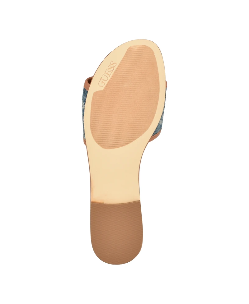Guess Women's Hammi One Band with Logo and Hardware Flat Sandals