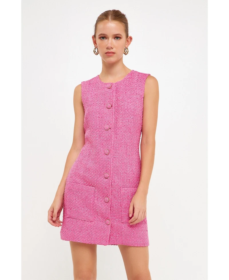 endless rose Women's Tweed Sleeveless Sheath Dress