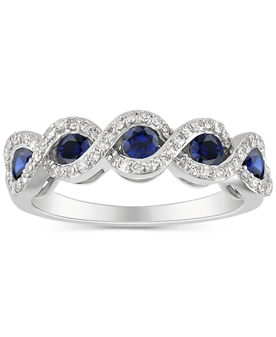 Emerald (5/8 ct. t.w.) & Diamond (1/4 ct. t.w.) Infinity Ring in 14k White Gold (Also in Ruby & Sapphire)