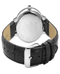 GV2 by Gevril Women's Rome Black Leather Watch 36mm