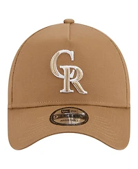 Men's New Era Khaki Colorado Rockies A-Frame 9FORTY Adjustable Hat