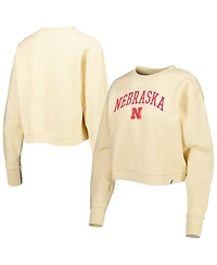 Women's League Collegiate Wear Cream Nebraska Huskers Classic Campus Corded Timber Sweatshirt