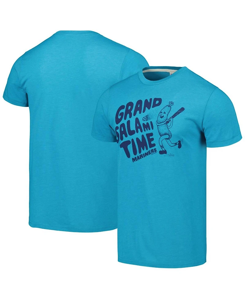 Men's Homage Aqua Seattle Mariners Grand Salami Time Hyper Local Tri-Blend T-shirt