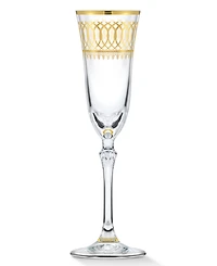 Lorren Home Trends Gold-Tone Embellished Champagne Flutes with Gold-Tone Rings, Set of 4