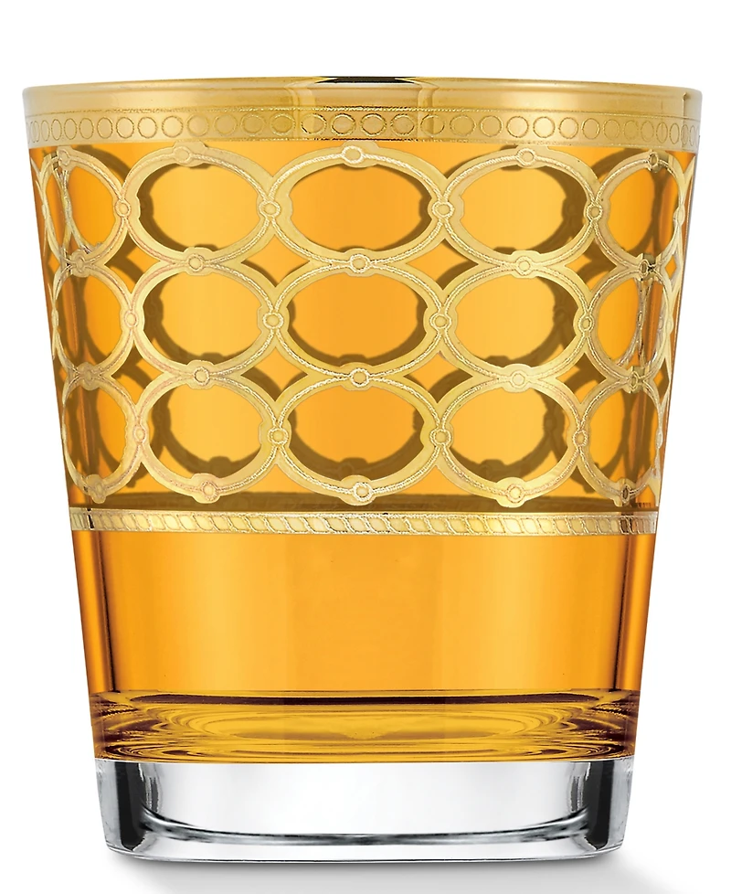 Lorren Home Trends Multicolor Double Old Fashion with Gold-Tone Rings, Set of 4