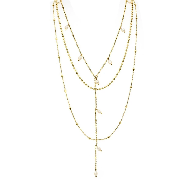 Layered Pearl + Bead Chain Necklace Set