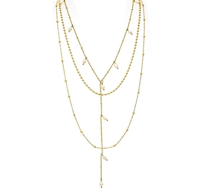 Layered Pearl + Bead Chain Necklace Set