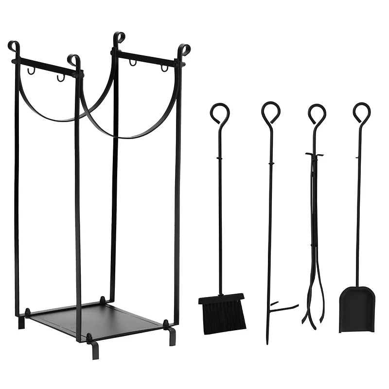 Homcom 30.25" 2-Tier Indoor Outdoor Firewood Rack with Tools,