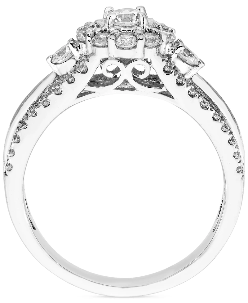 Diamond Halo Engagement Ring (1 ct. t.w.) in 14k White Gold