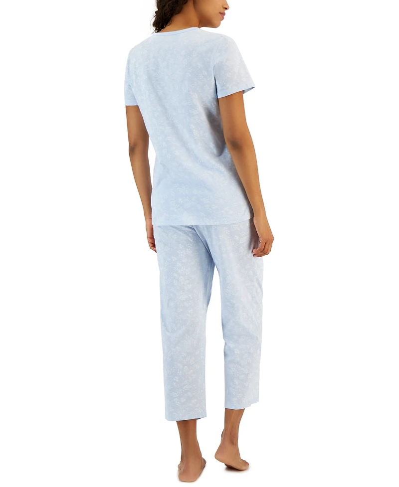 Charter Club Women's 2-Pc. Cotton Printed Cropped Pajamas Set, Created for Macy's