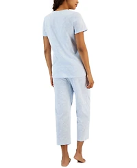 Charter Club Women's 2-Pc. Cotton Printed Cropped Pajamas Set, Created for Macy's