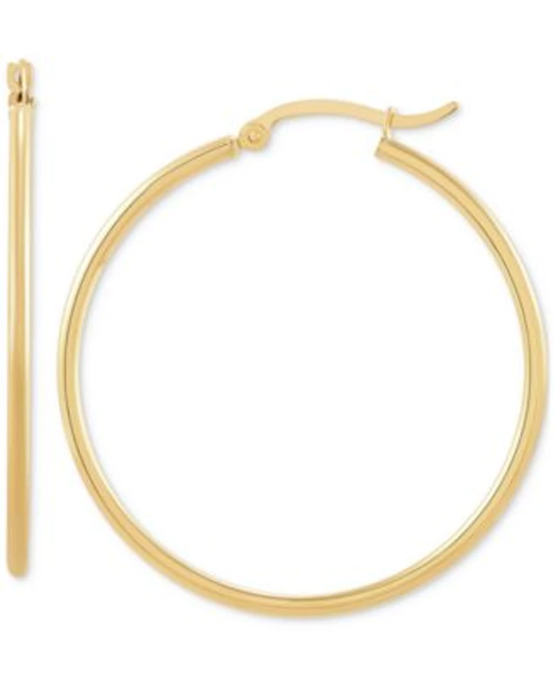 Macys Polished Tube Hoop Earrings In 14k Gold