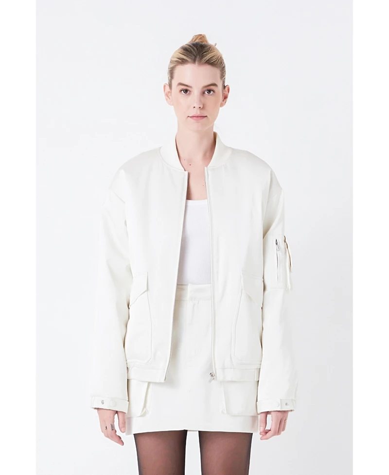 Women's Satin Bomber Jacket