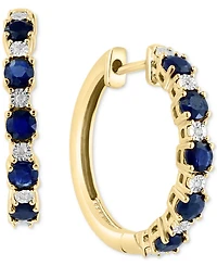 Effy Sapphire (3/4 ct. t.w.) & Diamond Accent Small Hoop Earrings in 14k Gold-Plated Sterling Silver, 0.81" (Also available in Ruby and Emerald)