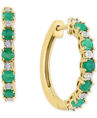 Effy Sapphire (3/4 ct. t.w.) & Diamond Accent Small Hoop Earrings 14k Gold-Plated Sterling Silver, 0.81" (Also available Ruby and Emerald)