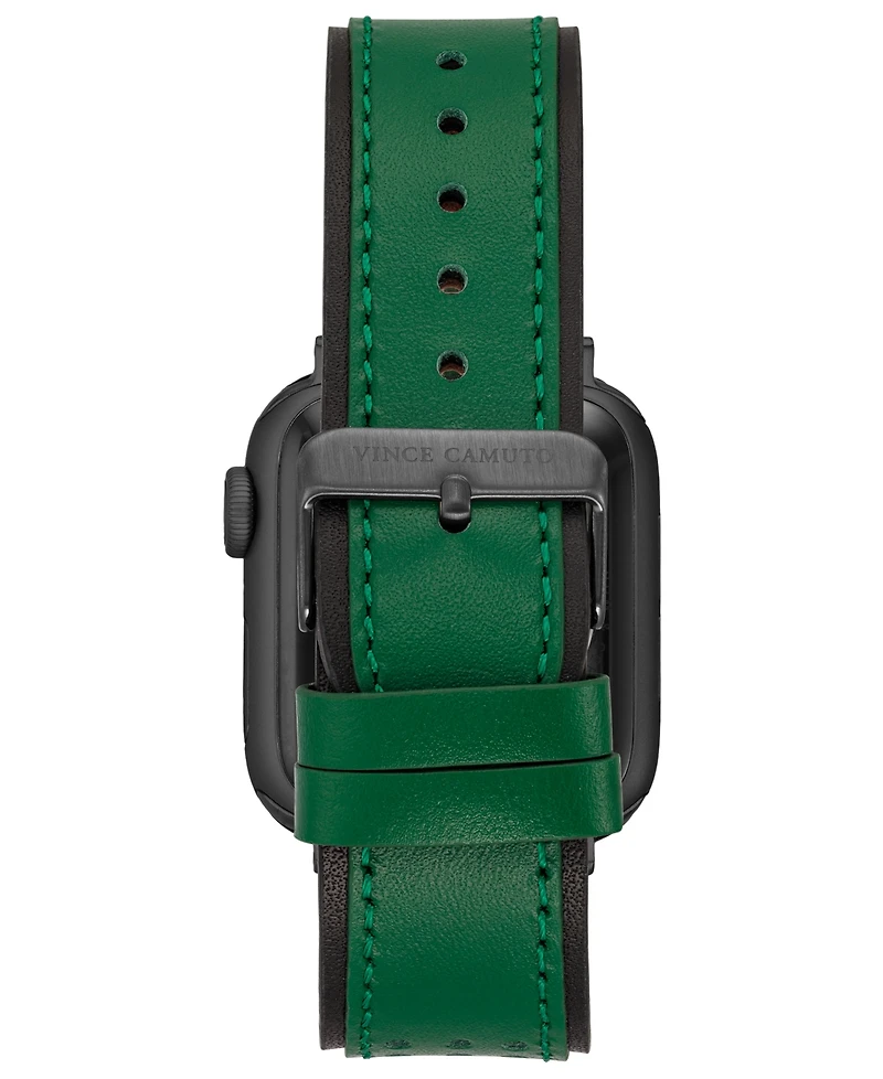 Vince Camuto Men's Green and Black Premium Leather Band with Perforated Pattern For 42mm, 44mm, 45mm, Ultra, Ultra2 Apple Watch