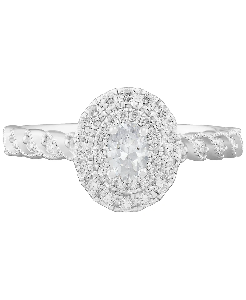 Diamond Oval Halo Bridal Set (3/4 ct. t.w.) in 14k White Gold