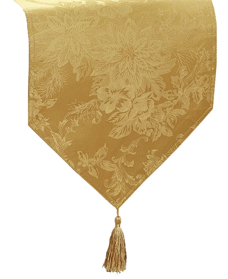 Elrene Poinsettia Elegance Jacquard Holiday Table Runner