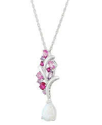 Multi-Gemstone Cluster Drop 18" Pendant Necklace (1-1/2 ct. t.w.) in Sterling Silver