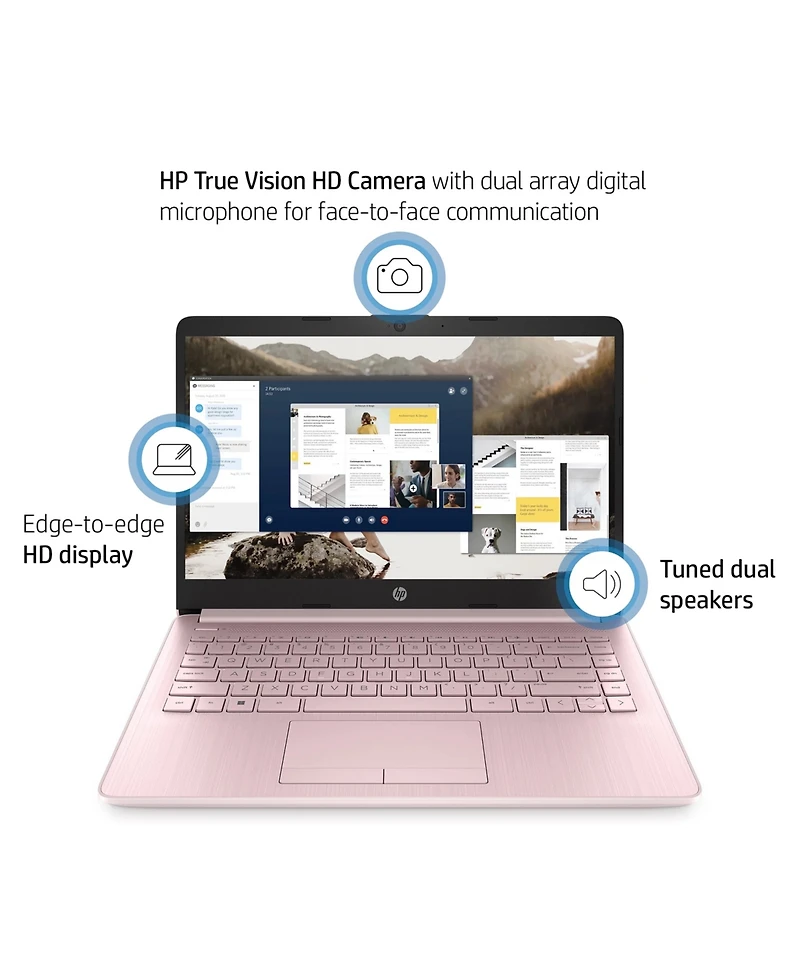 Hp Essential 14" Laptop Intel Celeron N4120 4GB Ram Intel Uhd Graphics 600 64GB eMMC Storage Windows 11 Home Hd - Pink
