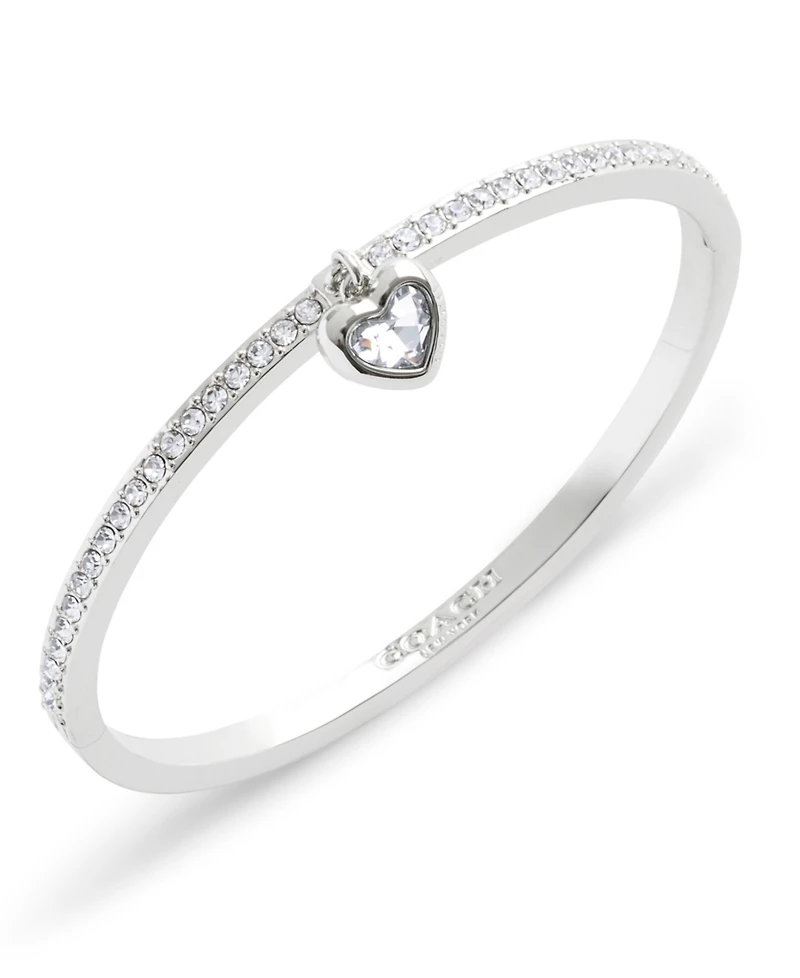 Coach Faux Stone Heart Charm Bangle Bracelet