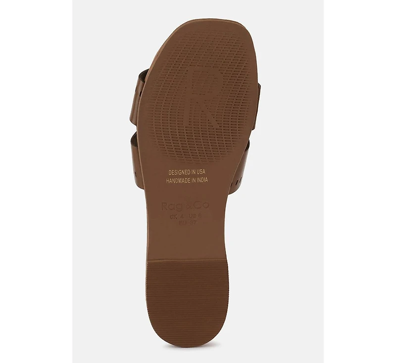 Ivanka Beige Cut Out Slip On Sandals