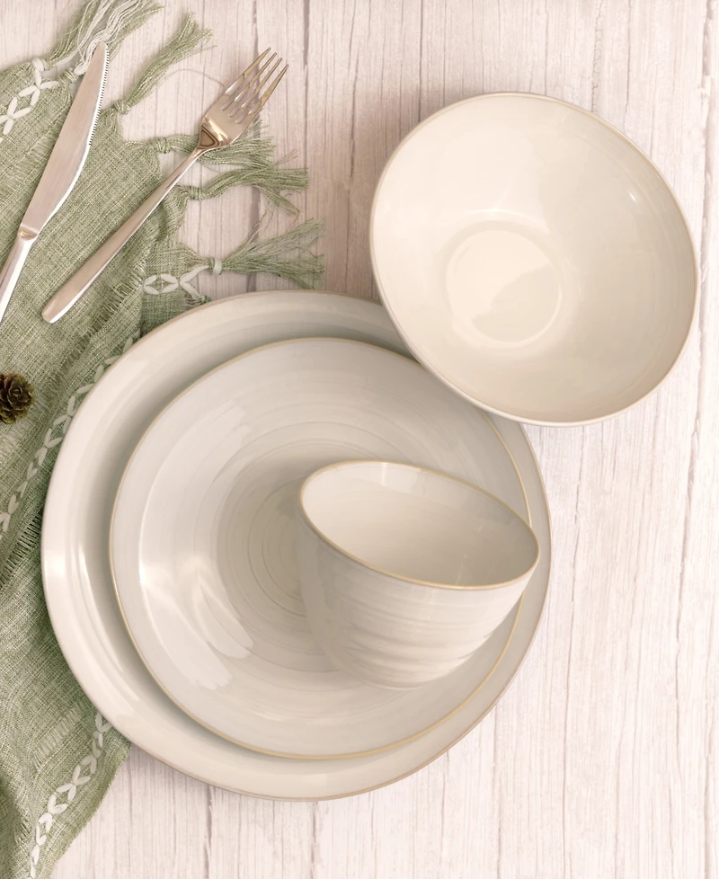 Euro Ceramica Neree 16 Pc. Double Bowl Dinnerware Set, Service for 4
