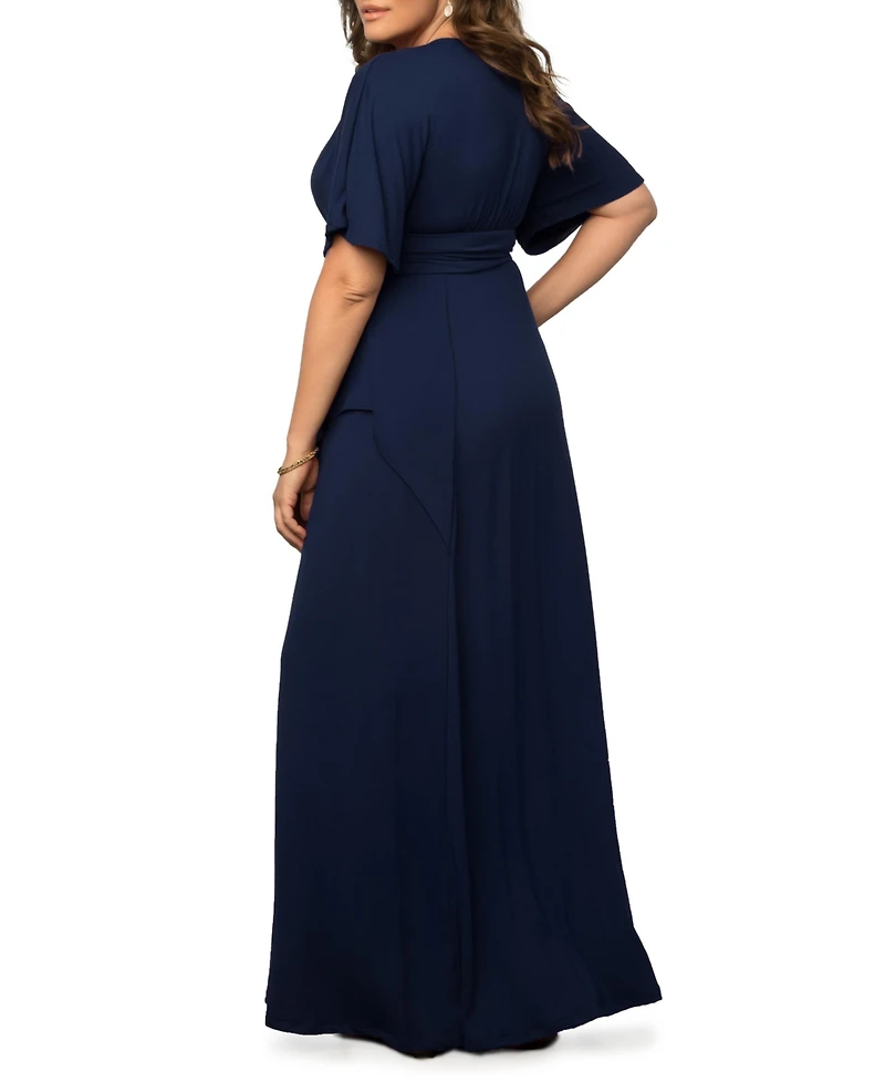 Kiyonna Plus Indie Flair Maxi Dress with Kimono Sleeves