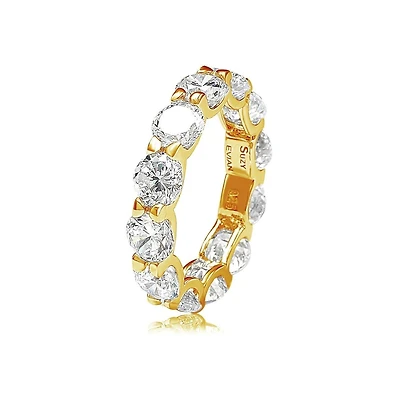 Suzy Levian Sterling Silver Cubic Zirconia Round U-Shape Eternity Band Ring