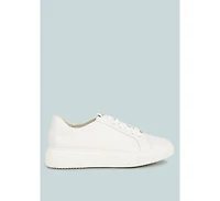 Schick Womens Lace Up Leather Sneakers