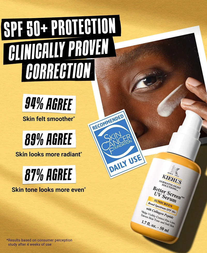 Kiehl's Since 1851 Better Screen Uv Serum Spf 50+ With Collagen Peptide