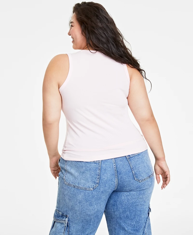 On 34th Trendy Plus Solid Ribbed Tank Top, Created for Macy's