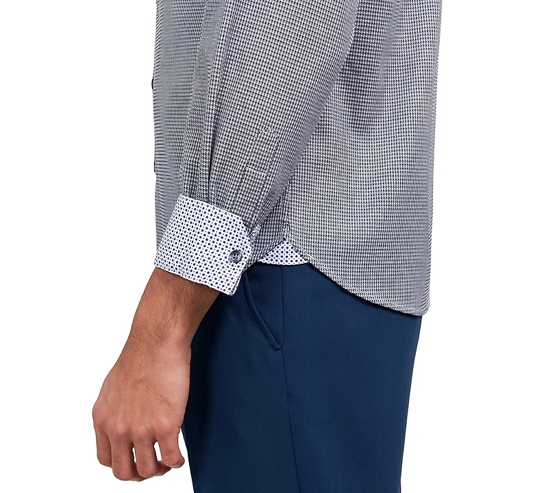 Michelsons of London Men's Regular-Fit Dobby Gingham Dress Shirt
