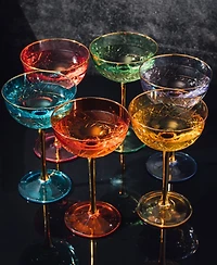 The Wine Savant Martini And Champagne Vintage Art Deco Coupe Glasses,, Set of 6