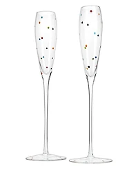 The Wine Savant Polka Dot Champagne Flutes Glass, Set of 2